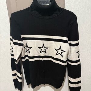 ANTONIO MELANI Black and White Star Turtleneck Sweater
